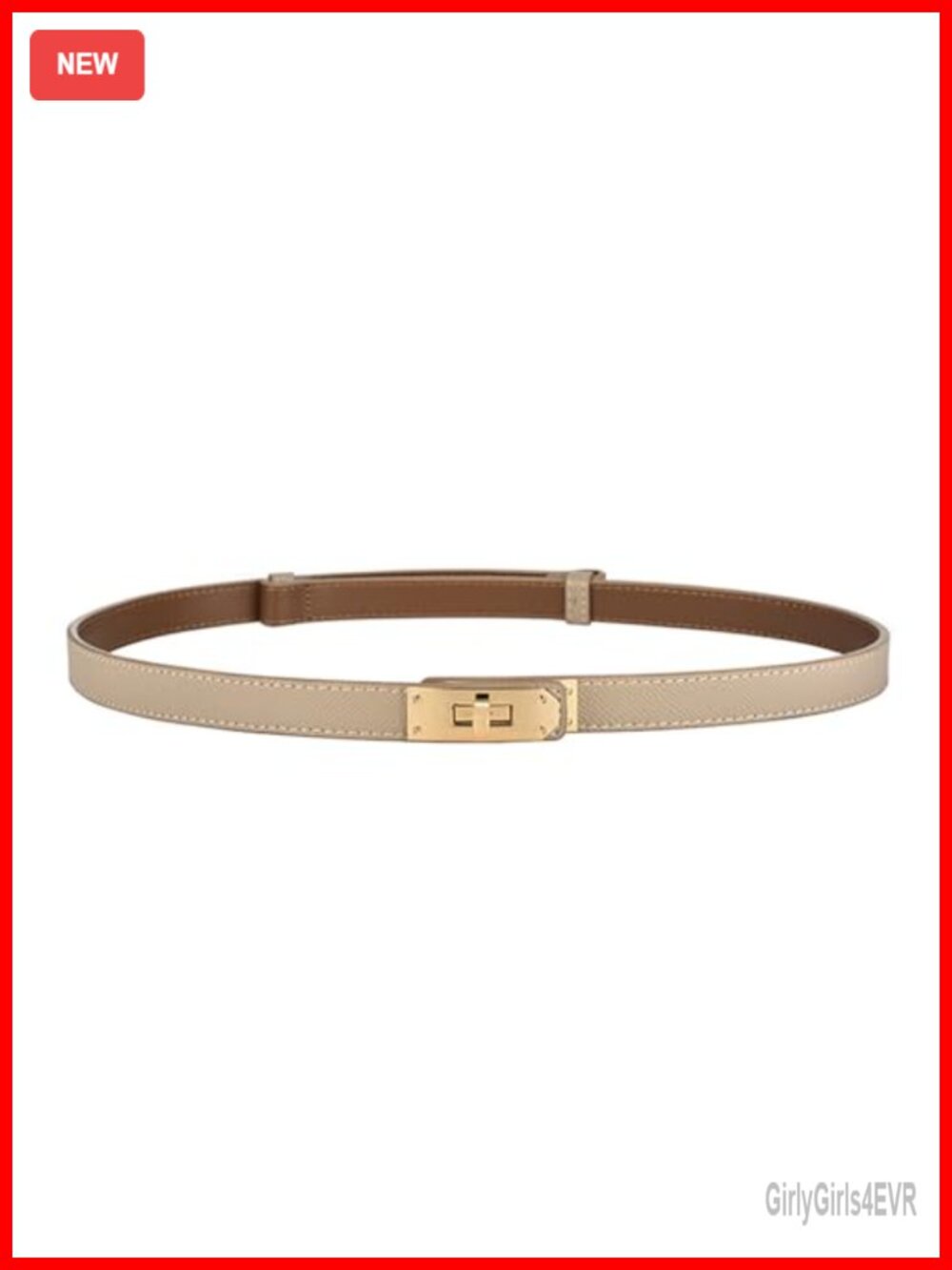 Women's Skinny Leather Belt Adjustable Waist Alloy Turn Lock Buckle for Dresses
